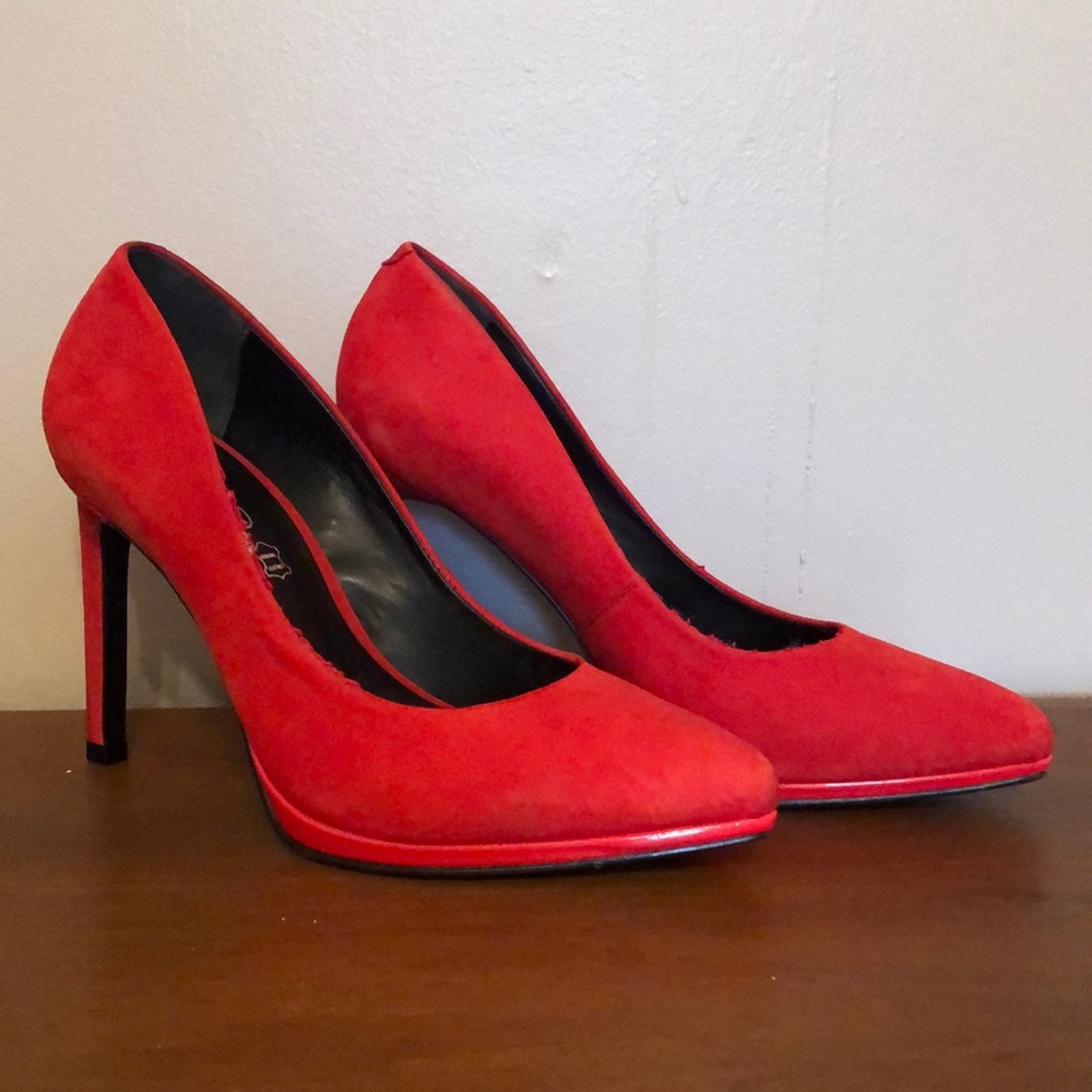 Red Suede Pumps